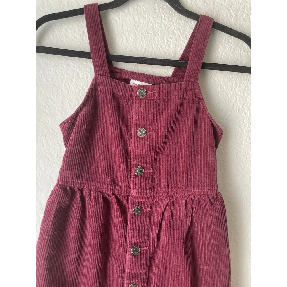 Cat & Jack Burgundy Button-down Corduroy Jumper dress sz 8 Valentine's Day